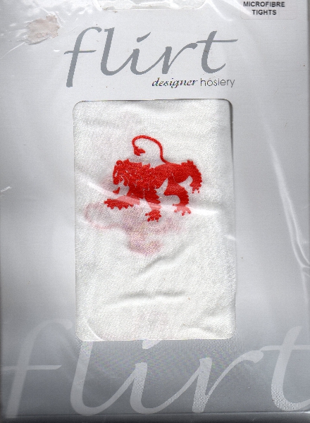 (image for) Flirt White Plain Smooth Knit tights with Lion Motifs
